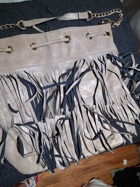 Call It Spring Taupe Fringe Shoulder Bag